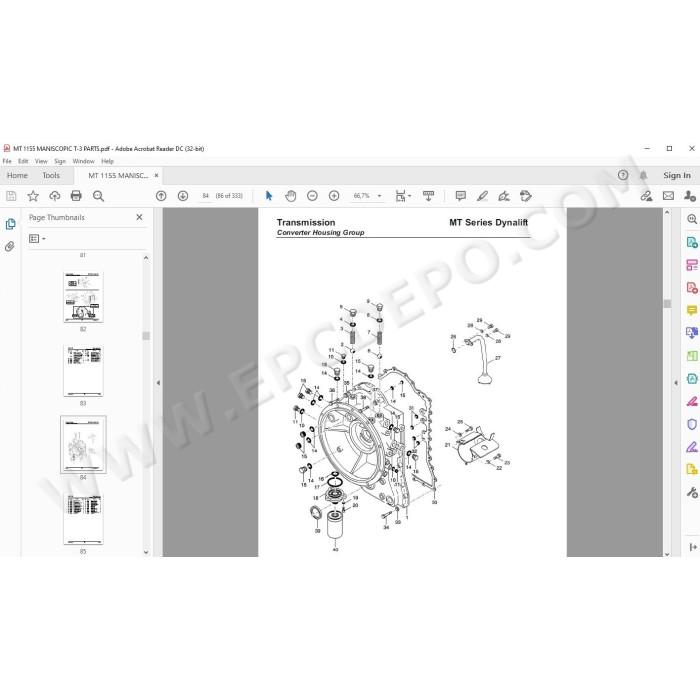 Manitou MT 1155 Maniscopic T-3 spare parts manual