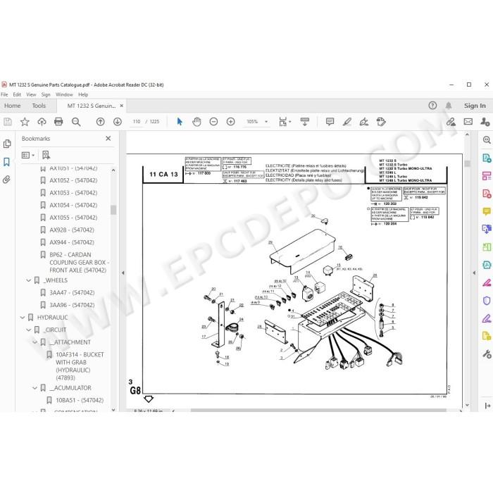Manitou MT 1232 1240 S / L / Turbo parts manual