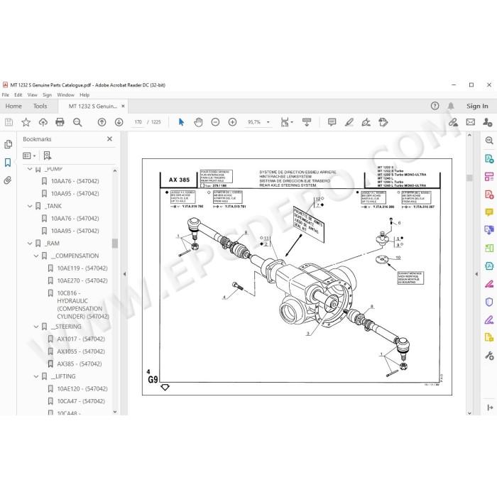 Manitou MT 1232 1240 S / L / Turbo parts manual