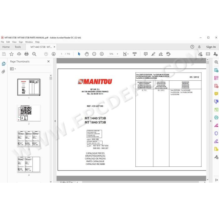 Manitou MT 1440 1840 ST3B spare parts manual
