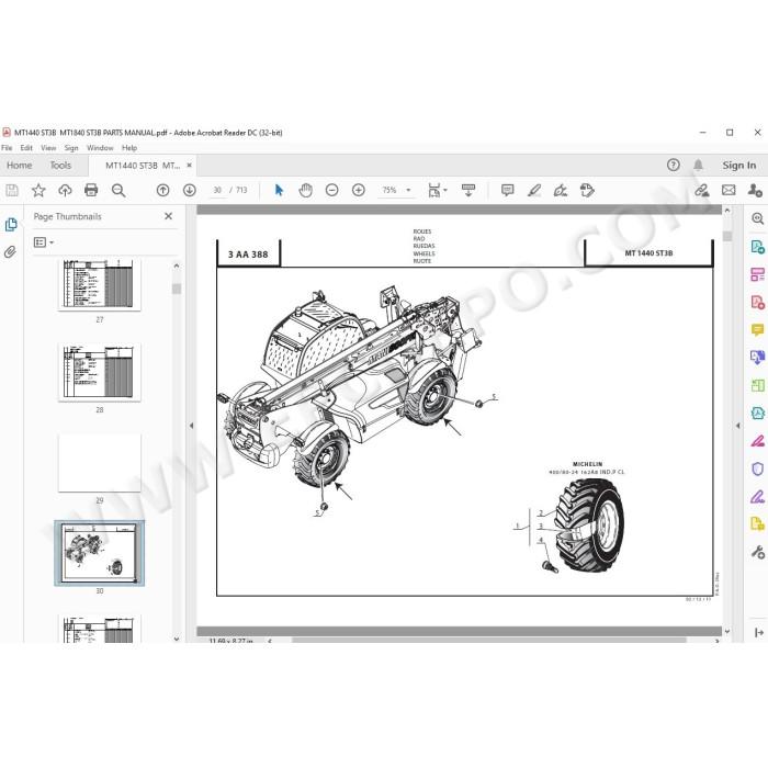 Manitou MT 1440 1840 ST3B spare parts manual