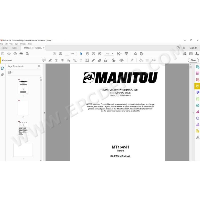 Manitou MT 1645 H SL Turbo Mono Ultra spare parts manual