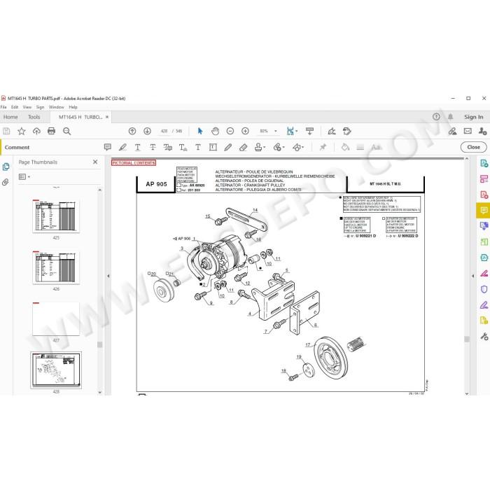Manitou MT 1645 H SL Turbo Mono Ultra spare parts manual
