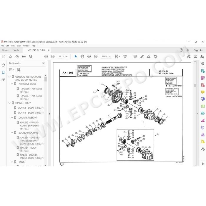 Manitou MT 1740 SL / Turbo S2 spare parts manual