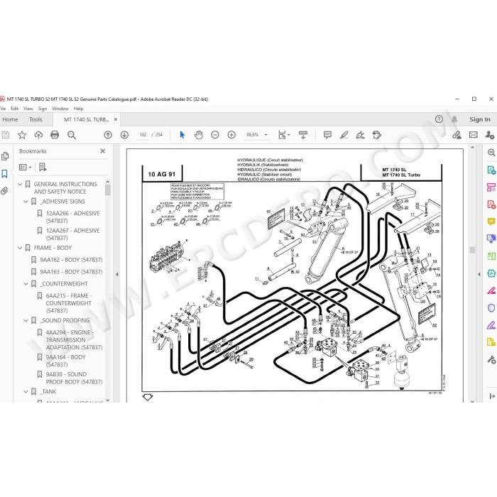 Manitou MT 1740 SL / Turbo S2 spare parts manual