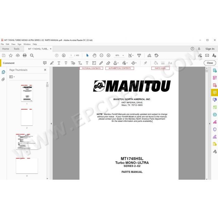 Manitou MT 1745 HSL Turbo Serie 2 E2 spare parts manual