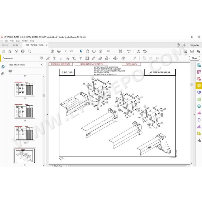 Manitou MT 1745 HSL Turbo Serie 2 E2 spare parts manual