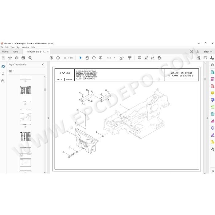 Manitou MT 420 H 57K ST5 Serie 1 spare parts manual