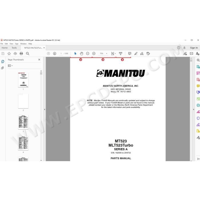 Manitou MT MLT 523 Turbo / Mono Ultra Serie A spare parts manual