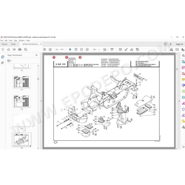 Manitou MT MLT 523 Turbo / Mono Ultra Serie A spare parts manual