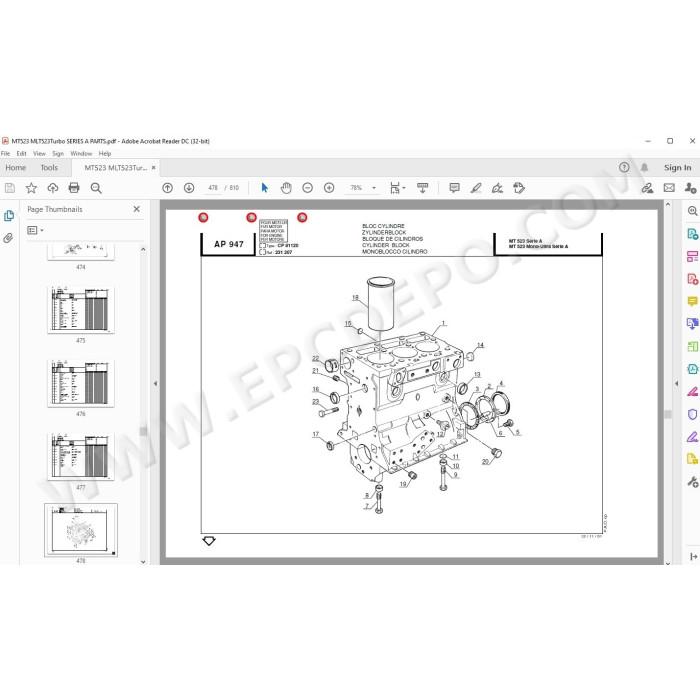 Manitou MT MLT 523 Turbo / Mono Ultra Serie A spare parts manual