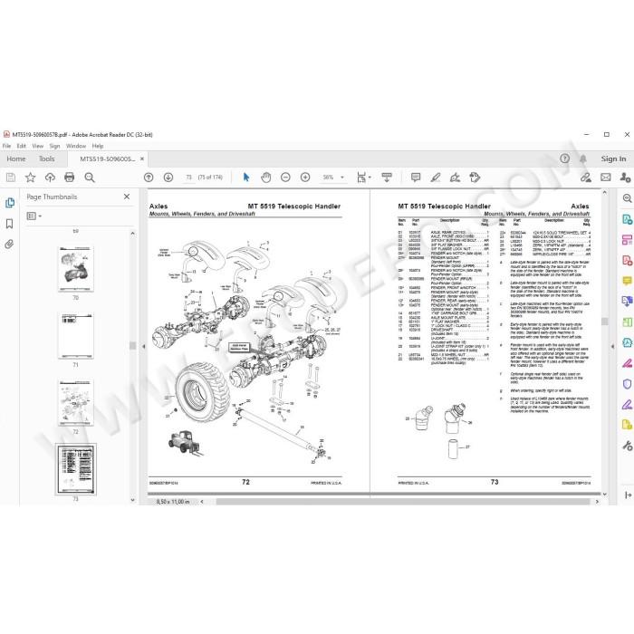 Manitou MT 5519 spare parts manual