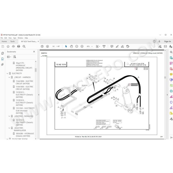 Manitou MT 625 H Comfort / Turbo ST3B parts manual
