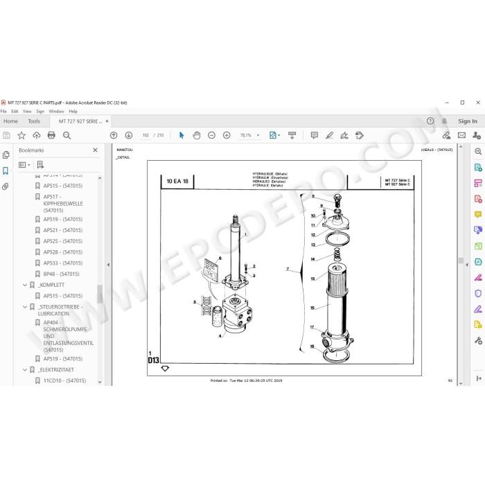 Manitou MT 727 927 Serie C spare parts manual