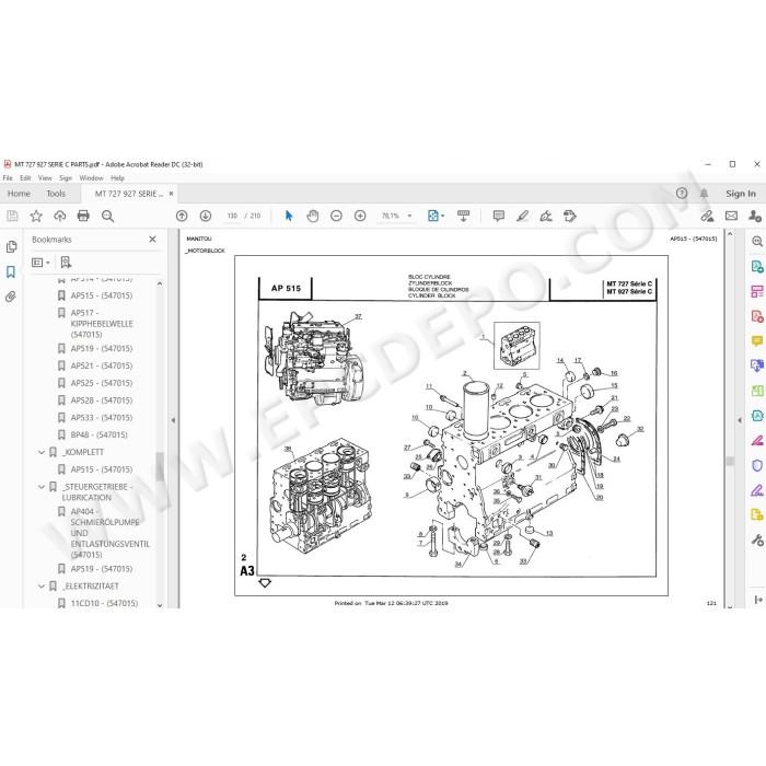 Manitou MT 727 927 Serie C spare parts manual