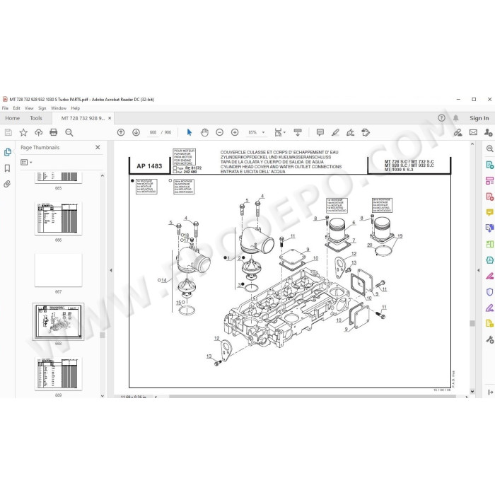 Manitou MT 728 732 928 932 1030 Serie 3 / C E2 parts manual
