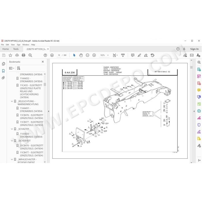 Manitou MT 728 732 928 932 MLT 630 634 731 Serie B / Serie 2 E2 parts manual
