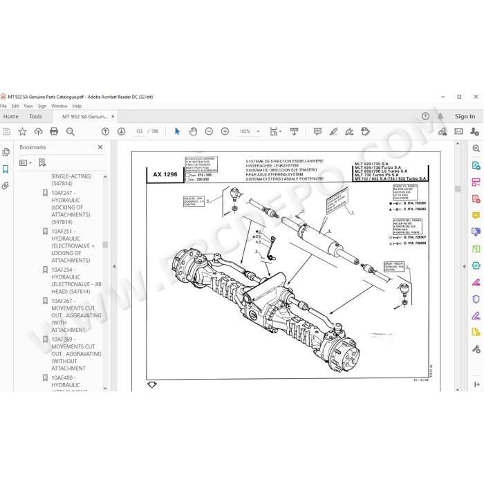Manitou MT 732 932 MLT 629 633 730 Serie A parts manual