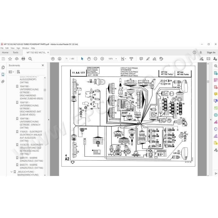 Manitou MT 732 932 Turbo spare parts manual