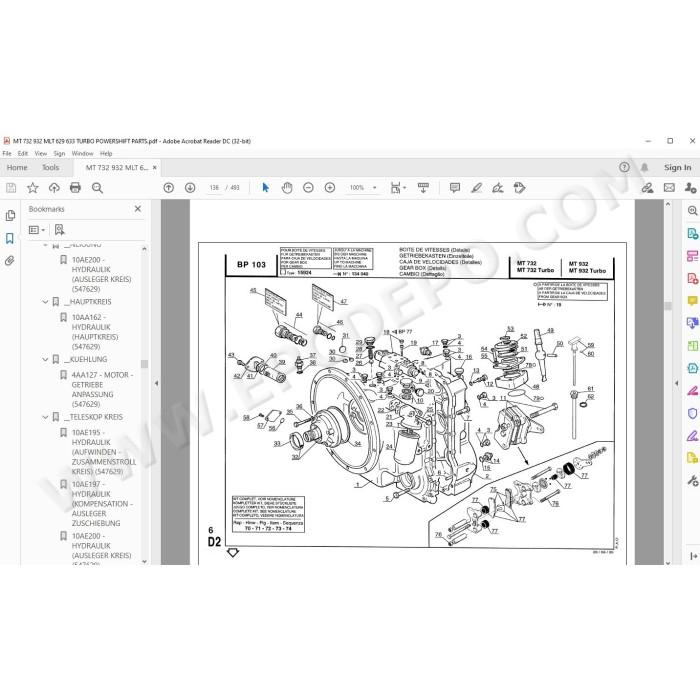 Manitou MT 732 932 Turbo spare parts manual