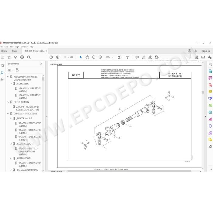 Manitou MT 835 1135 1335 ST3B spare parts manual