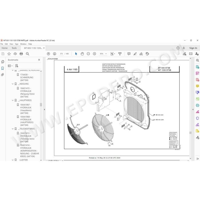 Manitou MT 835 1135 1335 ST3B spare parts manual