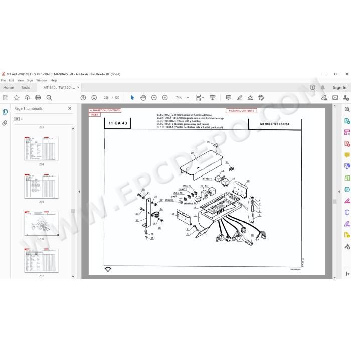 Manitou MT 940L TW 120 LS Serie 2 spare parts manual
