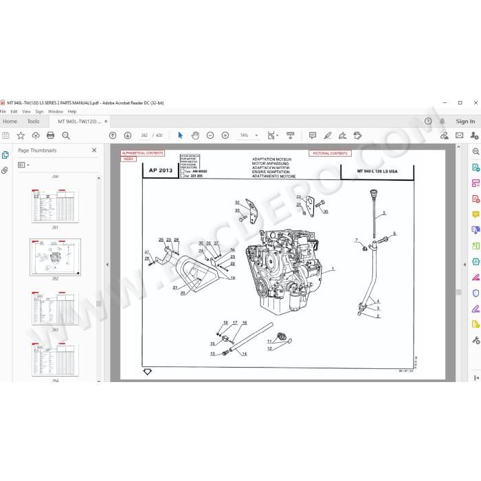 Manitou MT 940L TW 120 LS Serie 2 spare parts manual
