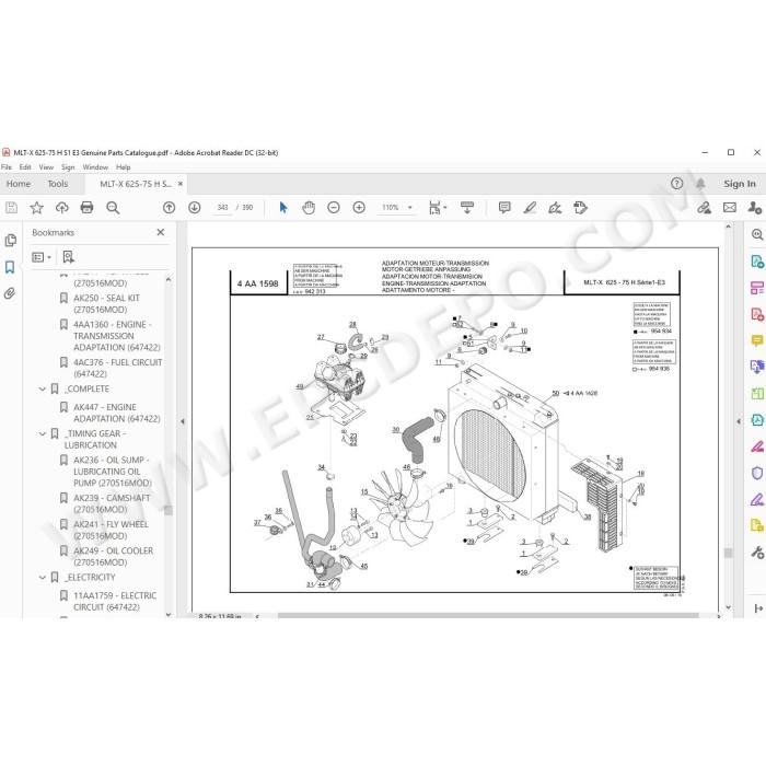Manitou MT MT-X MLT 625 E3 S1 S2 spare parts manual