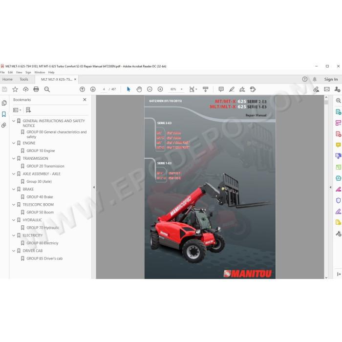 Manitou MT MT-X MLT MLT-X 625 S1 S2 E3 service manual