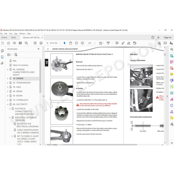 Manitou MT MT-X 732 1030 MLT 634 731 Series F / 6 / E / 1 / 5 service manual