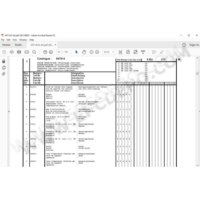 Manitou MT 1435 1440 SL / Turbo S3 E2 parts manual