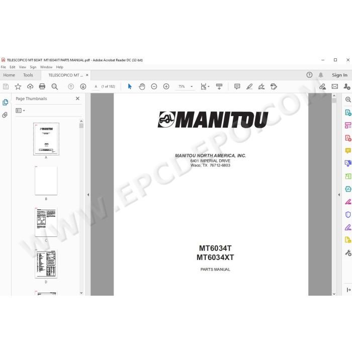 Manitou MT 6034T 6034XT spare parts manual