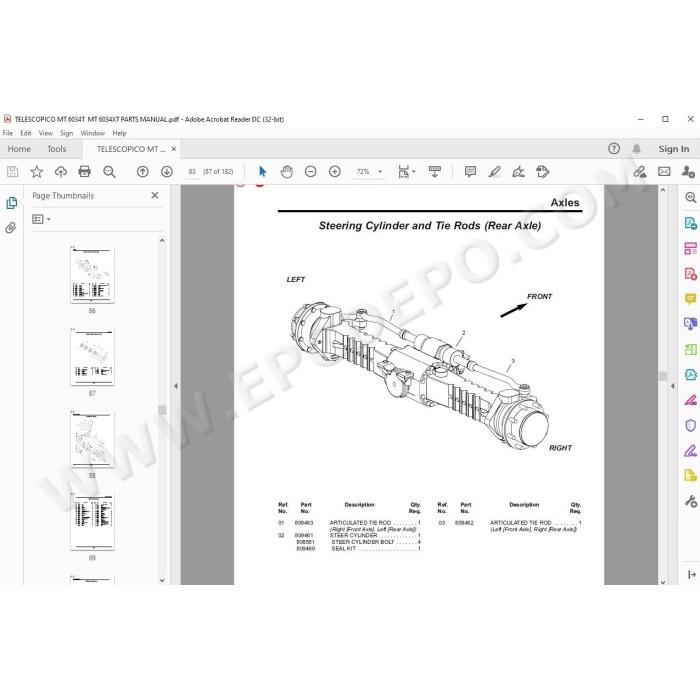Manitou MT 6034T 6034XT spare parts manual