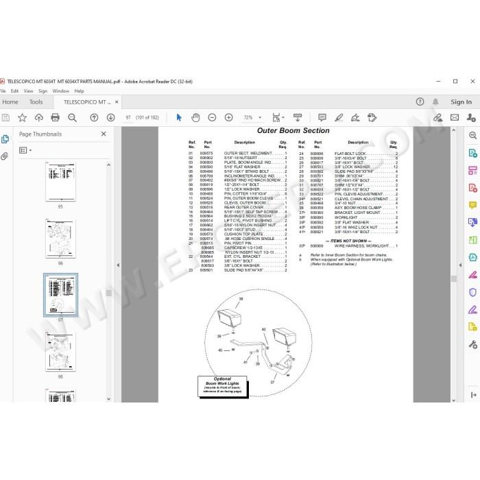 Manitou MT 6034T 6034XT spare parts manual