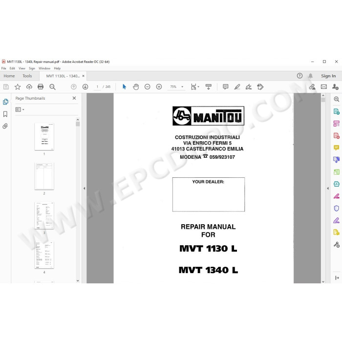 Manitou MVT 1130L 1340L service & repair manual
