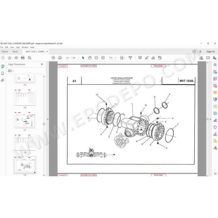 Manitou MVT 1230L Comfort Line parts manual