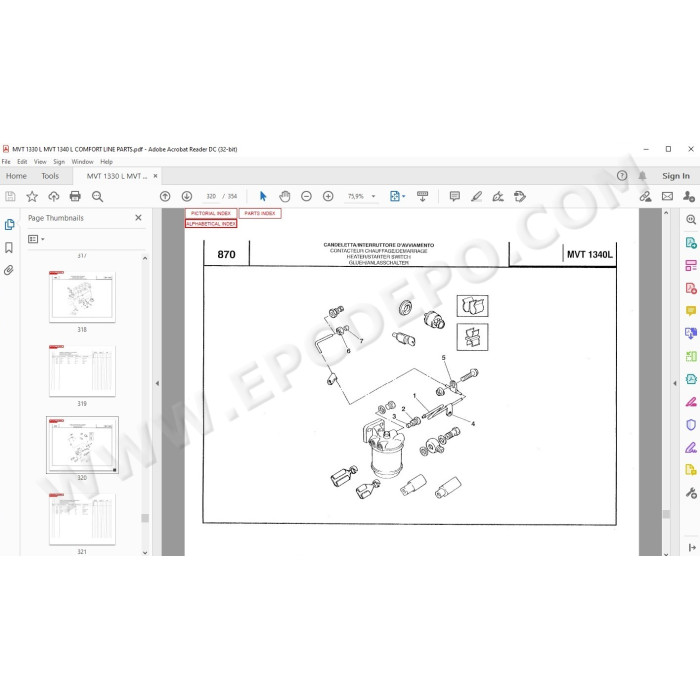 Manitou MVT 1330L 1340L Comfort Line parts manual