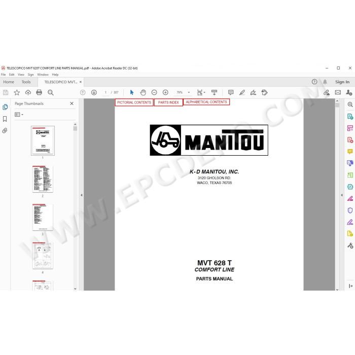 Manitou MVT 628 Turbo Comfort spare parts manual