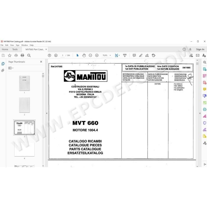 Manitou MVT 660 spare parts manual