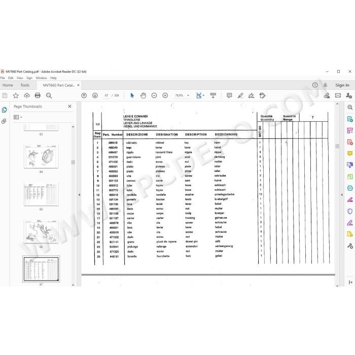 Manitou MVT 660 spare parts manual