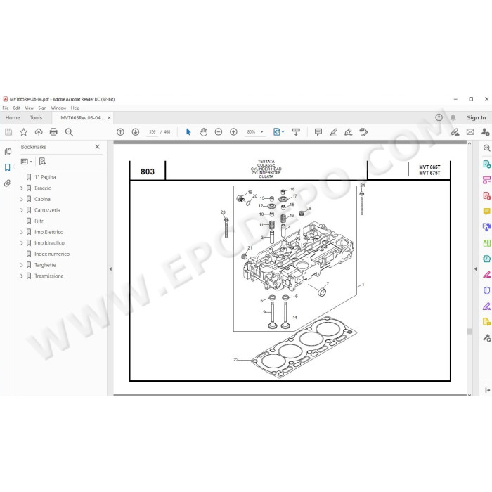 Manitou MVT 665 675 Turbo Comfort Line E2 spare parts manual