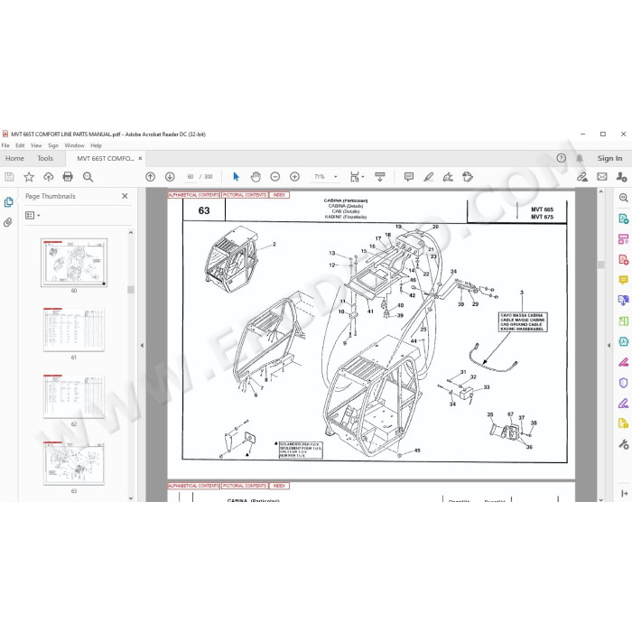 Manitou MVT 665 Turbo Comfort Line parts manual