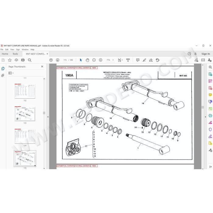 Manitou MVT 665 Turbo Comfort Line parts manual