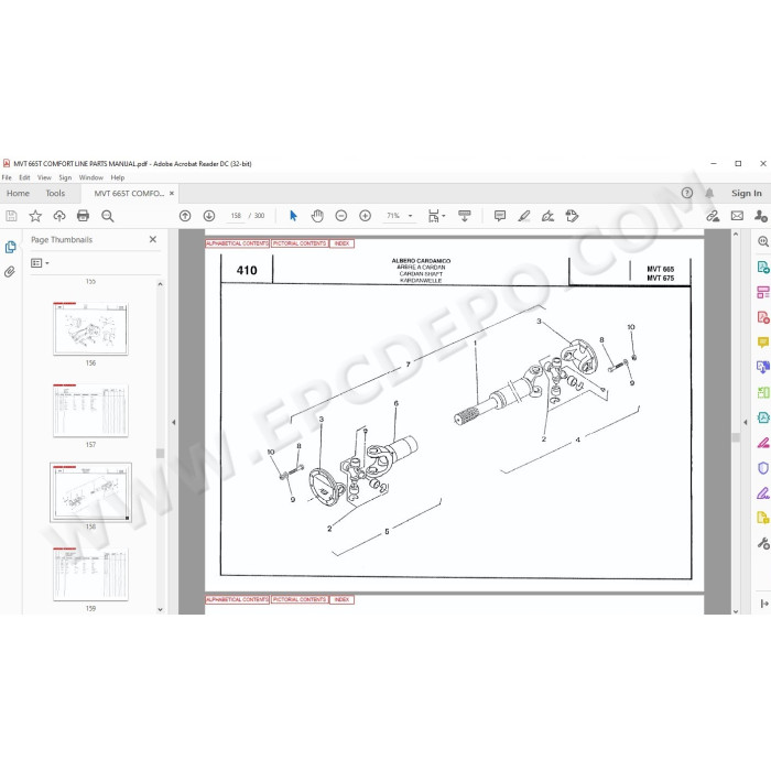 Manitou MVT 665 Turbo Comfort Line parts manual
