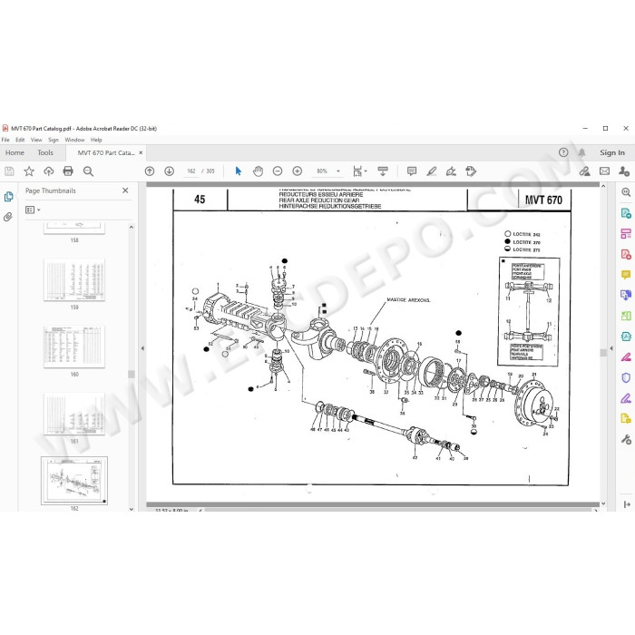 Manitou MVT 670 spare parts manual
