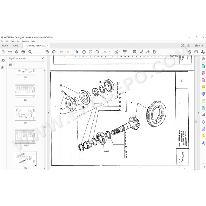 Manitou MVT 930 TUV spare parts manual