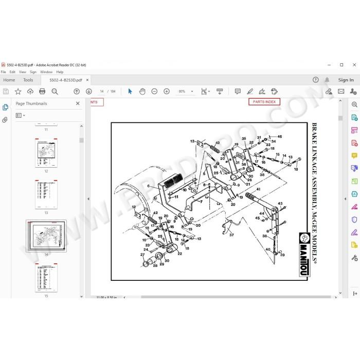 Manitou Forklift S402TC-D S404TC-D S502TC-D S504TC-D S602TC-D S604TC-D parts manual