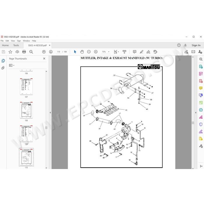 Manitou Forklift S402TC-D S404TC-D S502TC-D S504TC-D S602TC-D S604TC-D parts manual