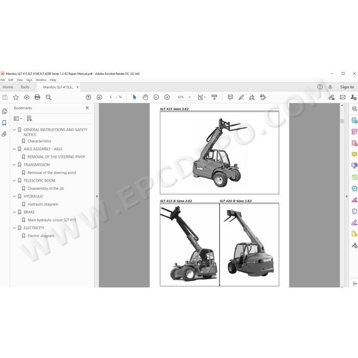 Manitou SLT 415 415B 420B S1 / S2 E2 service & repair manual